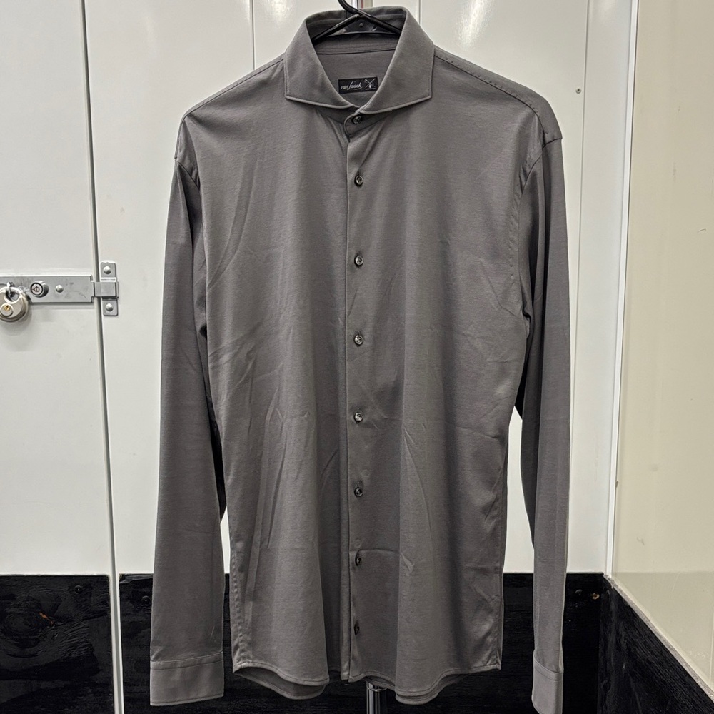 Van Laack Gray Button-Up Shirt swiss cotton